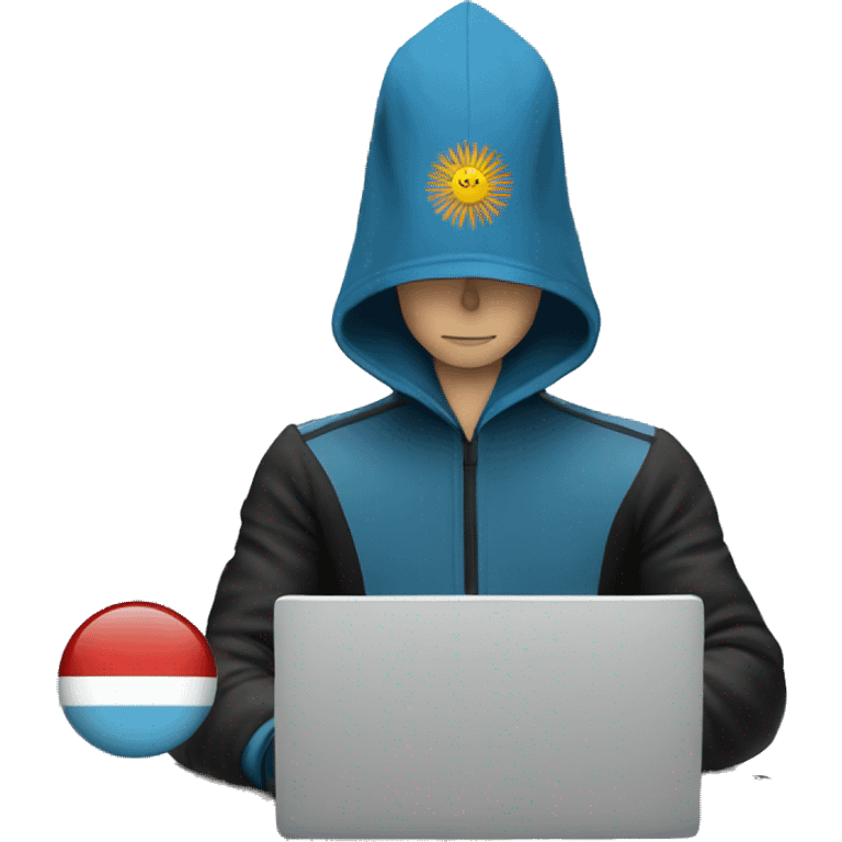 a hacker behind a computer with an argentinian flag emoji