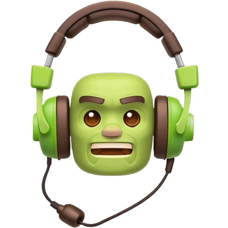 Clash of Clans aesthetic: Cinematic Playful Xbox Headset Portrait Emoji, rendered in a 3D vector-style similar to standard emojis with minimal shading and bold, simplified shapes. A compact, distinct form with signature details, softly glowing with a modern gaming energy charm. Simplified yet unmistakably iconic, highly detailed and consistent, glowing with a soft radiance and high shine. Stylized with a touch of next-gen innovation and a soft glowing outline, capturing the essence of a beloved gaming relic with a friendly, playful manner! emoji