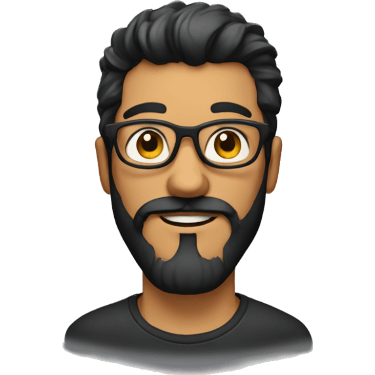 Hombre con pelo corto negro, barba y lentes emoji