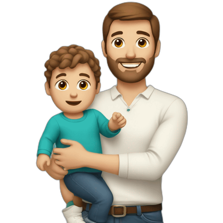 Essex man with brown hair holding a toddler emoji