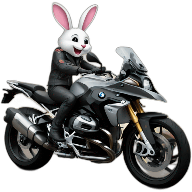 Biker bunny on bmw motorcycle emoji