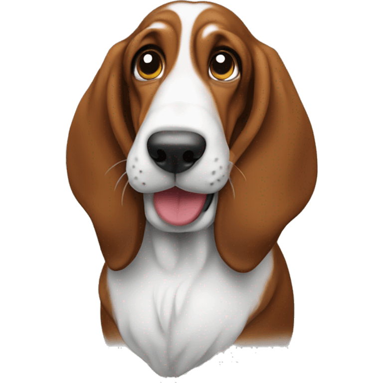 Basset hound with a toy emoji