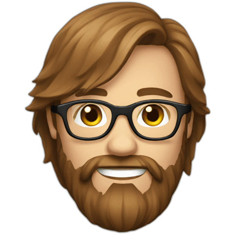 Scandinavian with long brown hair a beard and glasses emoji