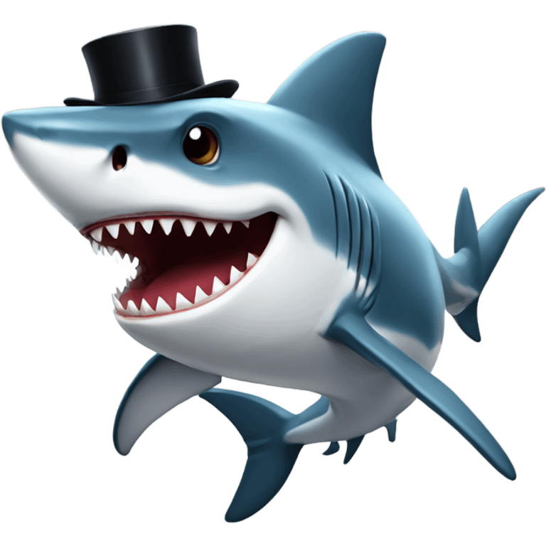 Shark with a top hat emoji