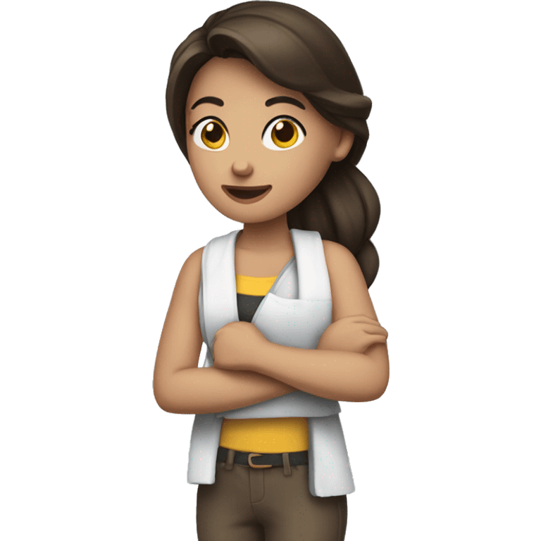 brunette Girl with arm in a sling emoji