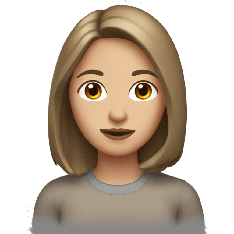 woman with light skin, straight, shoulder-length brown hair, brown eyes, and a mole on the side of her left eye. emoji