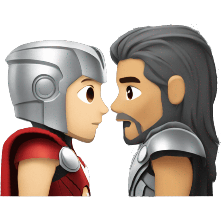 Thor and iron man smooching emoji