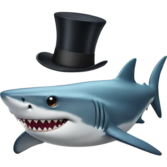 Shark with a top hat emoji