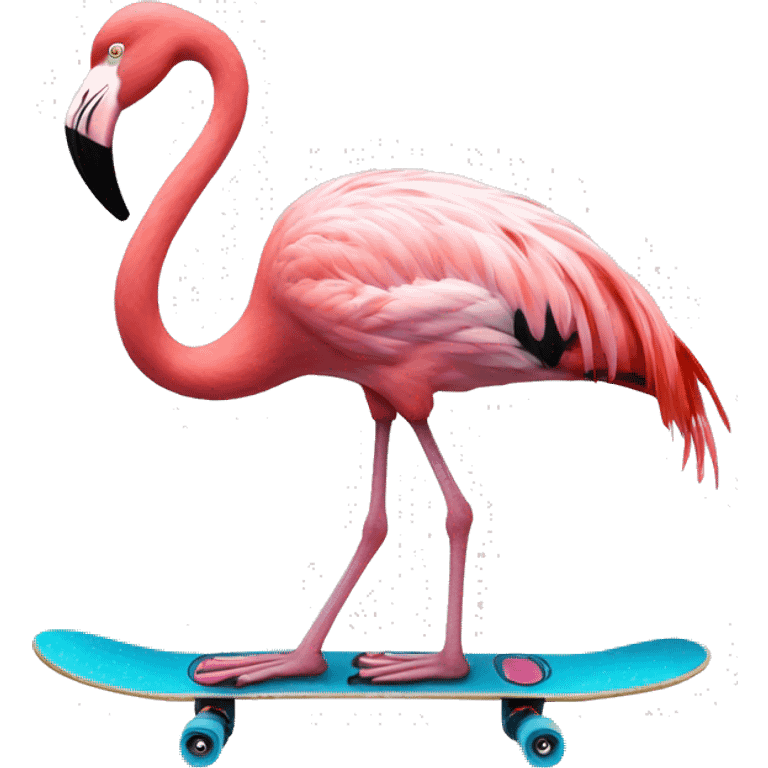 Flamingo on a skate board  emoji