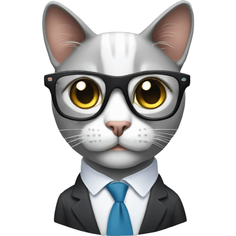 Business cat with smart glasses emoji