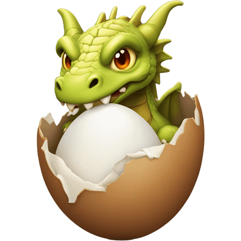 Dragon in egg with eggshell on its head  emoji