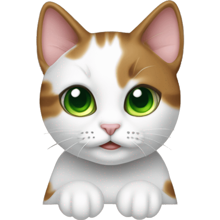 Cat Green eyes bicolor brown in box emoji