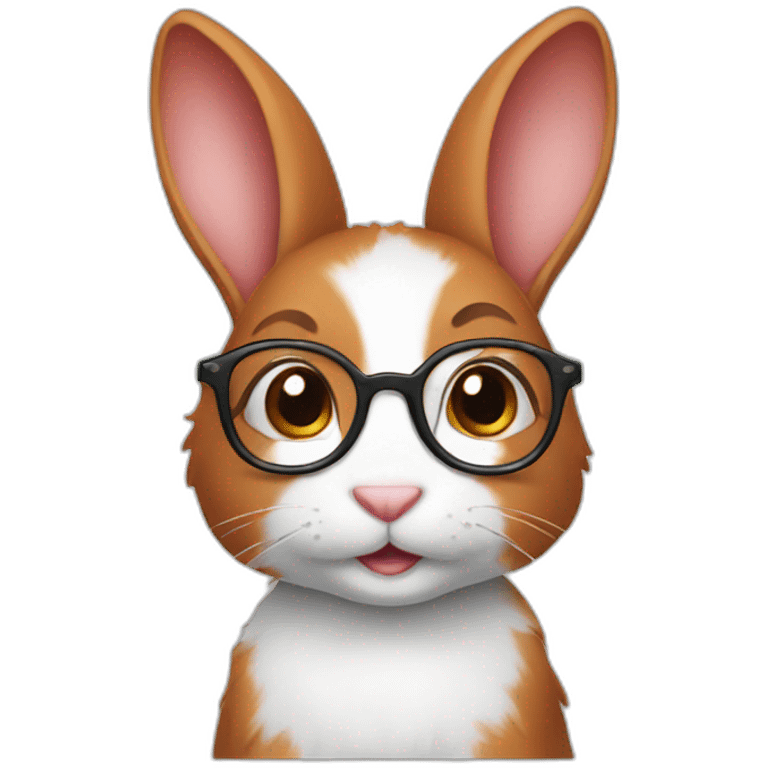 Cute little female rabbit with glasses and red hair emoji