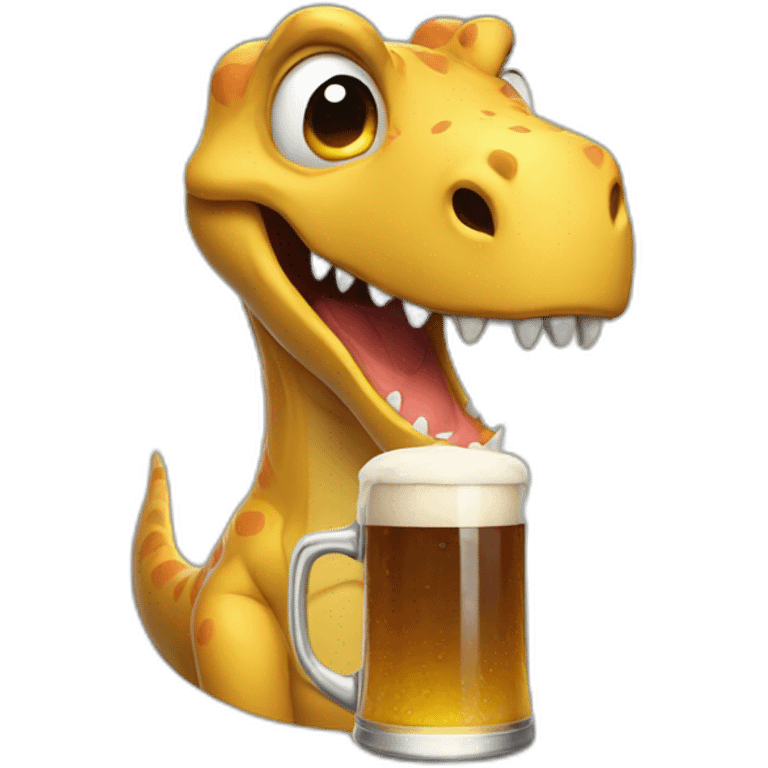 dinosaur with beer crying emoji