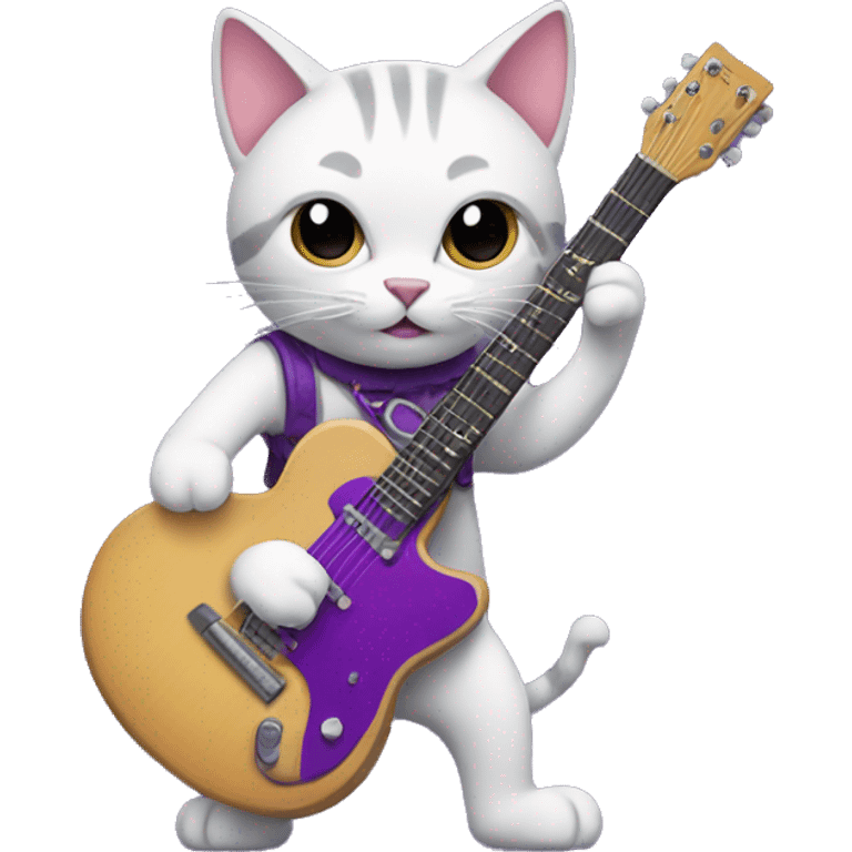 Cat with purple guitar emoji