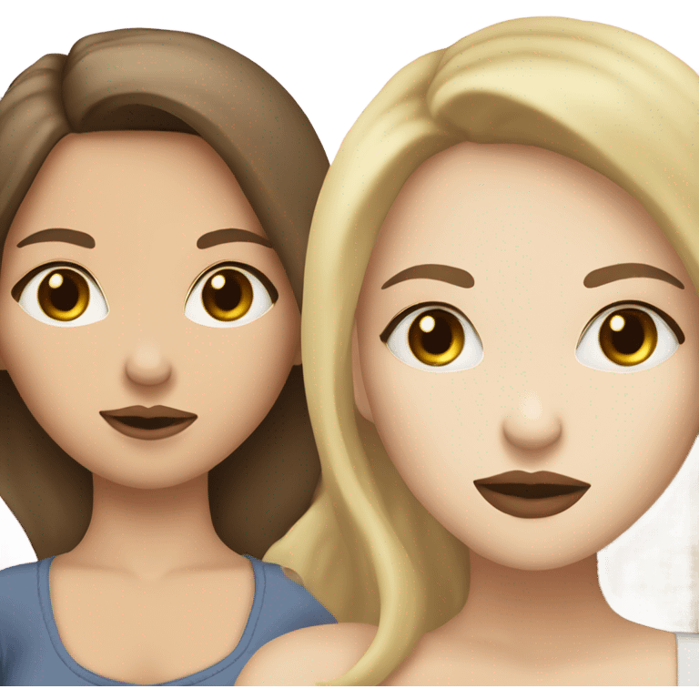 brunette brown hair white skin woman kissing blonde white skin woman emoji