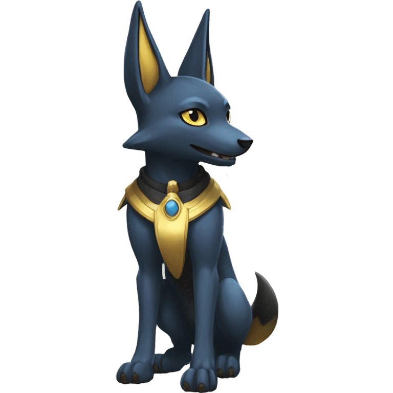 Anubis-Umbreon-Lucario on four legs full body emoji