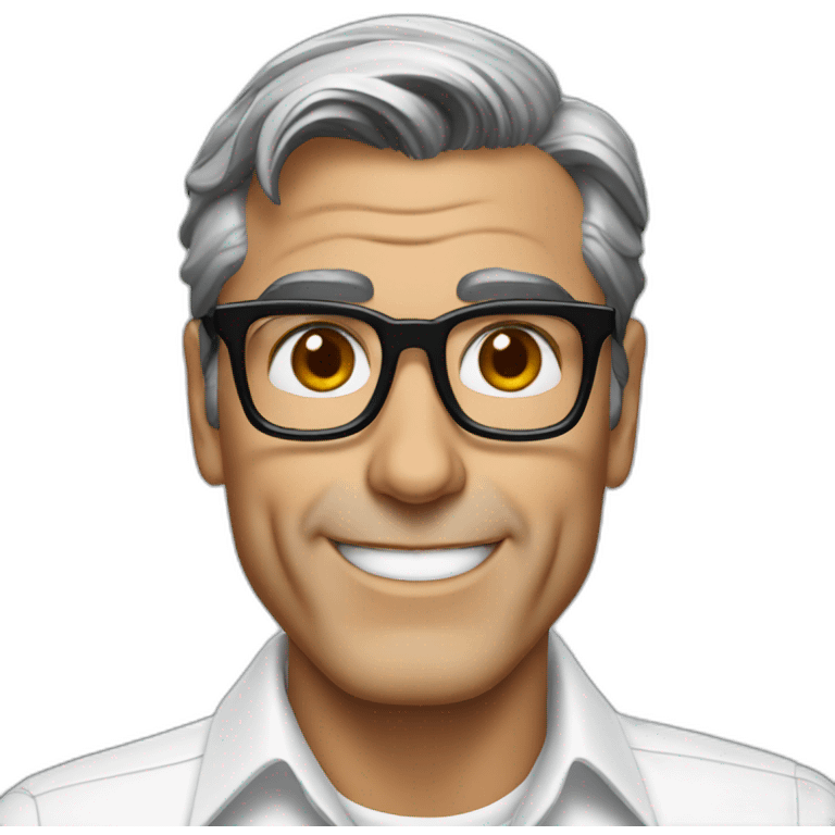 George clooney wearing glasses white shirt emoji