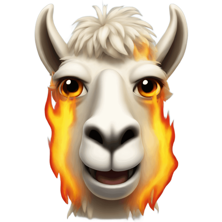 Angry llama with fire on its head emoji