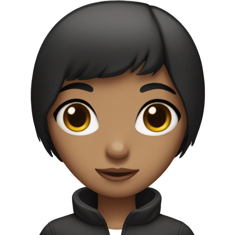 girl with short black hair and black eyes  emoji