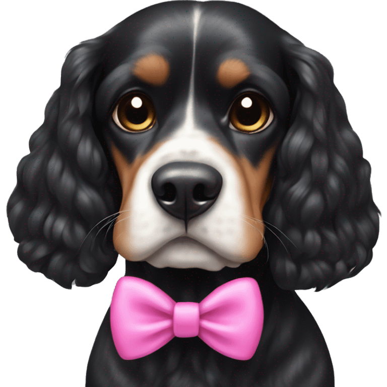 black cocker english dog with pink bow  emoji