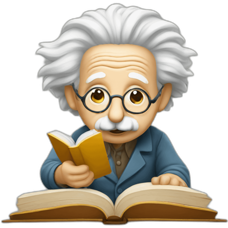 Albert Einstein reading a book emoji