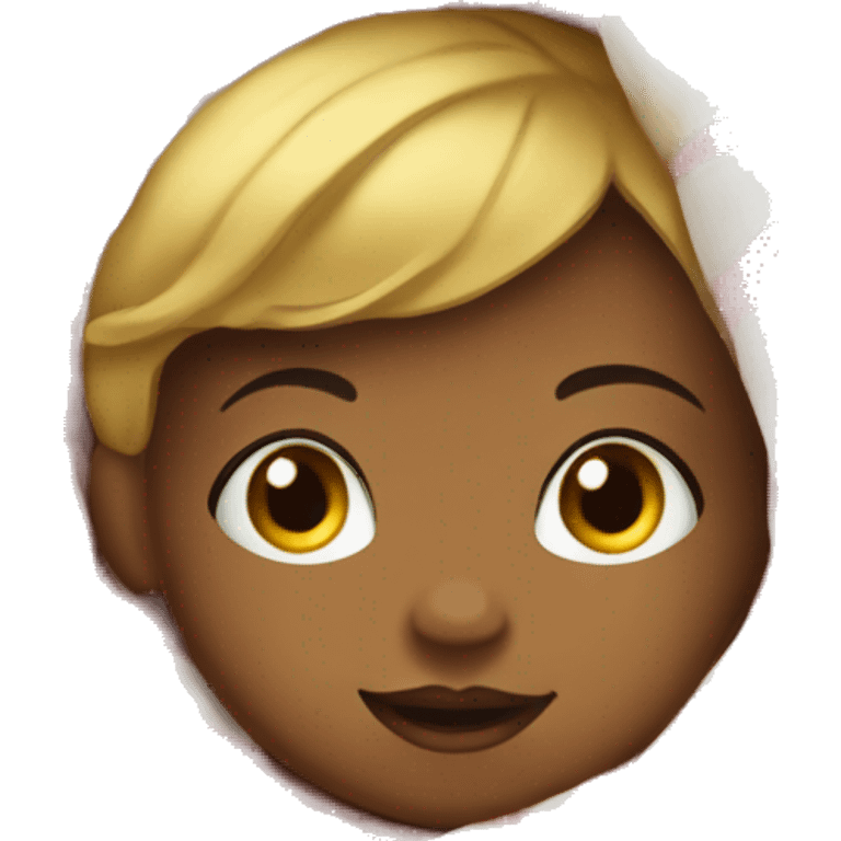 A baby girl with golden hair wrapped in a Christmas blanket. emoji