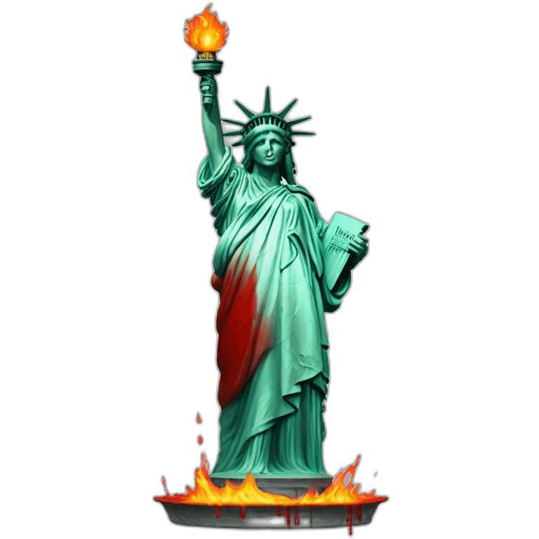 statue of liberty but replace the flame by a drop of blood emoji