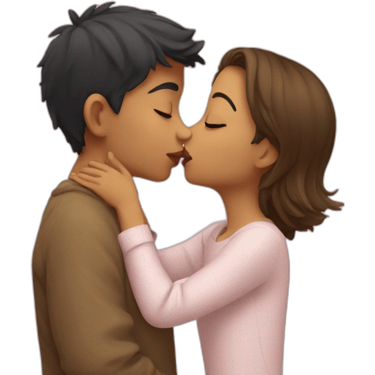 Boy kisses girl emoji