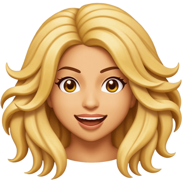 Cinematic Realistic Shakira Pop Culture Emoji, depicted with an energetic, dynamic portrayal of the global pop star rendered with lifelike textures and vibrant, charismatic lighting. emoji