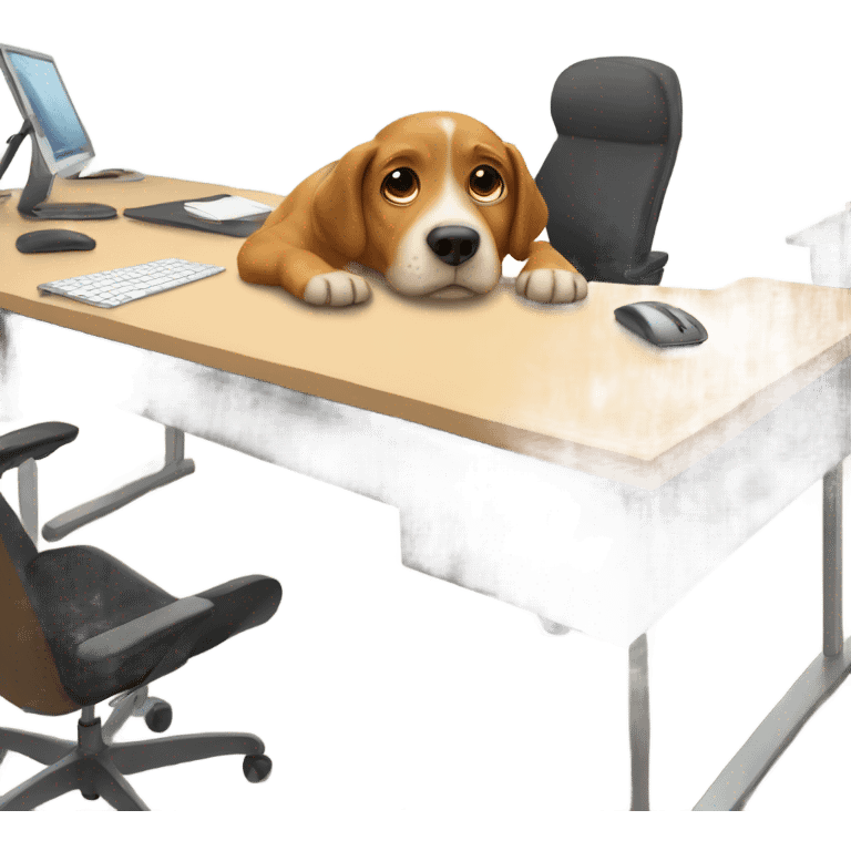 Dog under to desk emoji