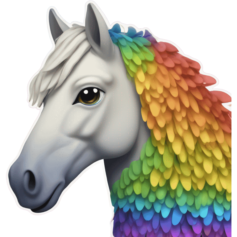 fish horse in front of rainbow trees emoji