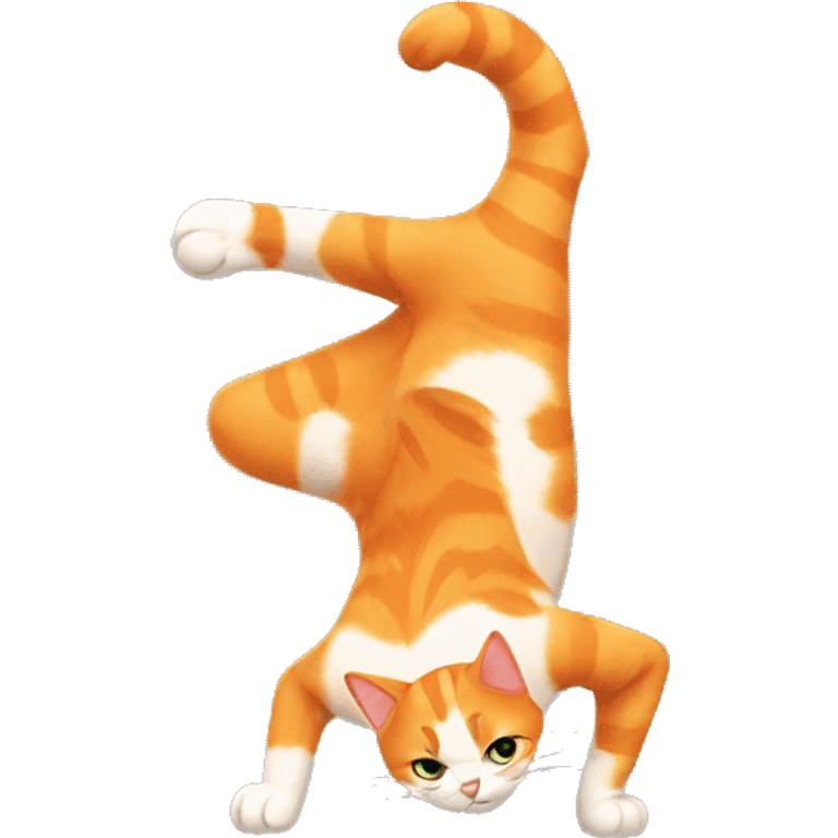 an orange cat doing a handstand emoji