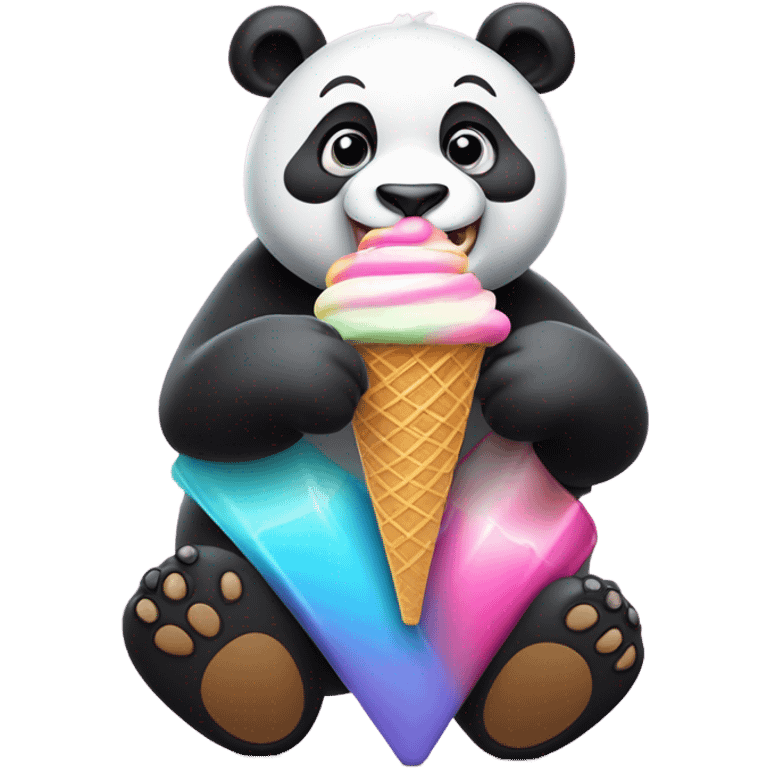 Panda eating ice cream emoji