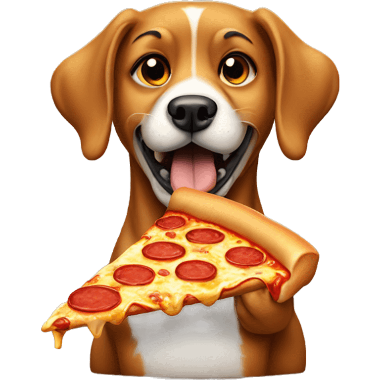 Dog eating pizza emoji