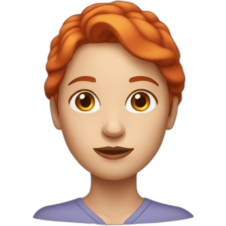 red haired woman with a big forehead emoji