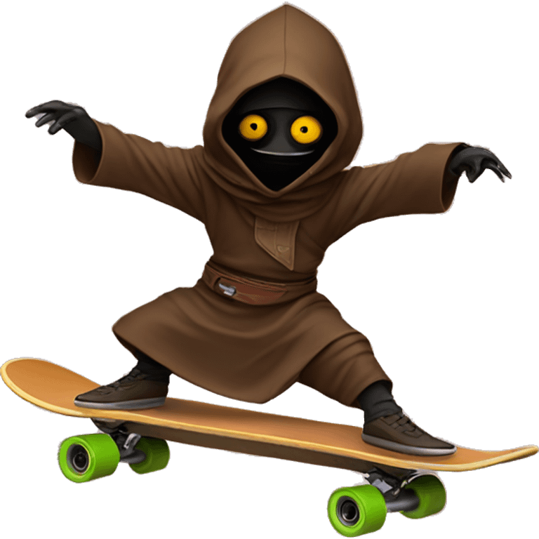 Jawa doing a kick flip kick flip on a skateboard emoji