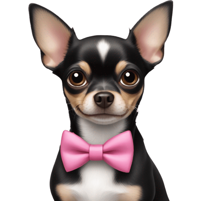 black chihuahua with pink bowtie emoji