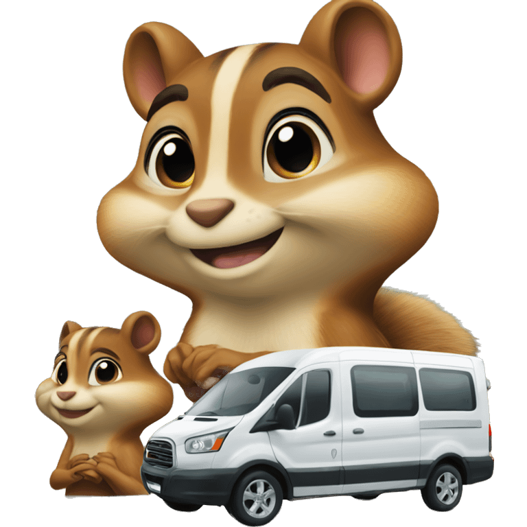 Make a chipmunk emojis next to a van emoji