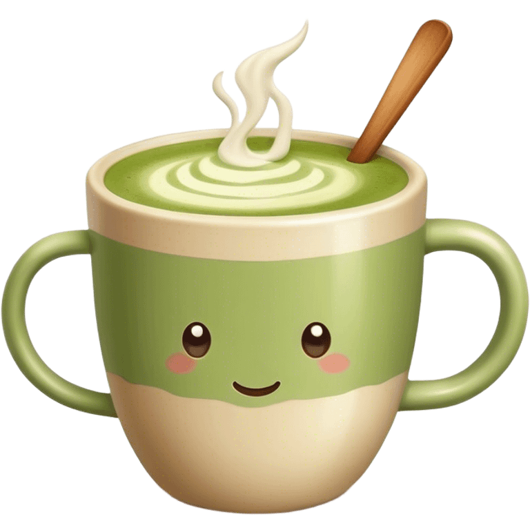 realistic Matcha latte in realistic beige colored mug emoji