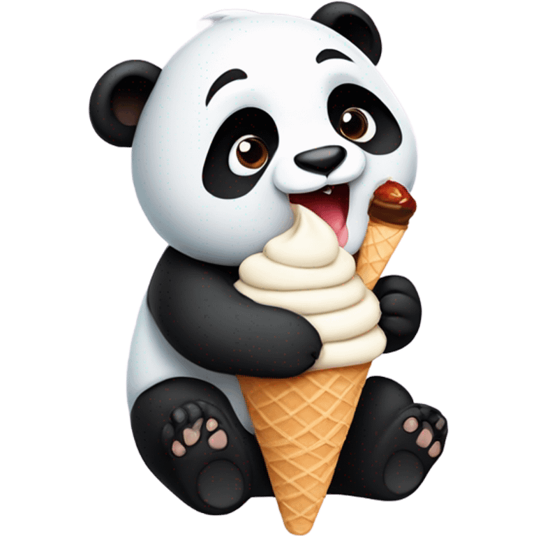 Panda eating ice cream emoji