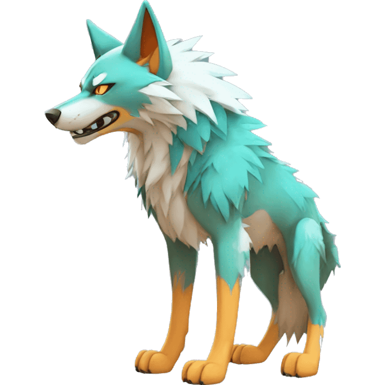  Cool Edgy Colorful Digimon-Fakemon-Wolf with edgy markings full body emoji