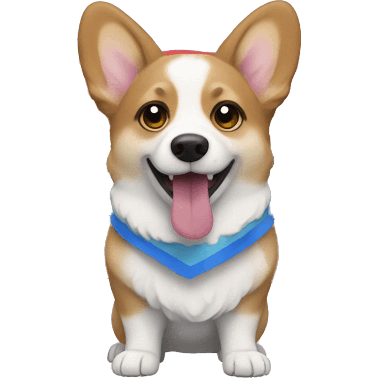 Blue Corgi with a pride flag emoji