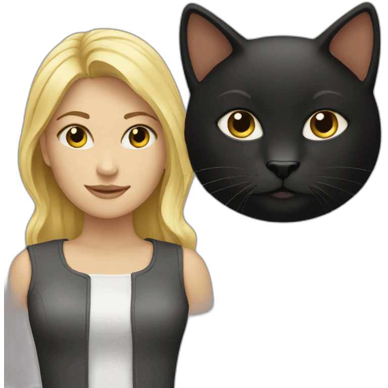 blond woman and black cat emoji