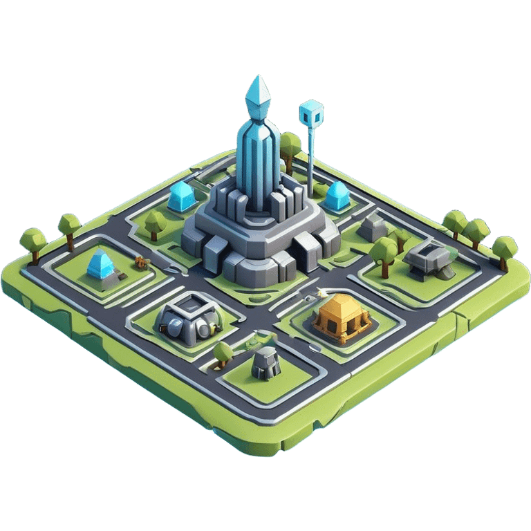 Clash of Clans aesthetic: Cinematic Playful 3D Isometric Holographic Map Emoji, rendered in a 3D vector-style similar to standard emojis with minimal shading and bold, simplified shapes. A compact, distinct form with signature details, softly glowing with a futuristic sci-fi warfare charm. Simplified yet unmistakably iconic, highly detailed and consistent, glowing with a soft radiance and high shine. Stylized with a touch of high-tech brilliance and a soft glowing outline, capturing the essence of a beloved gaming relic with a friendly, playful manner! emoji