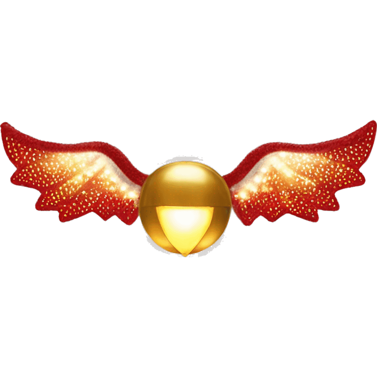 Golden snitch from Harry Potter movie with red and white scarf around it and with some mini Christmas lights  emoji