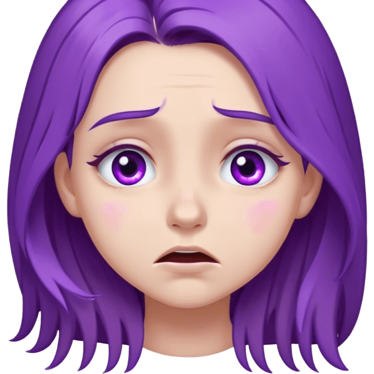 girl dressed in purple with hair purple with eyes purple and with long hair who is crying emoji