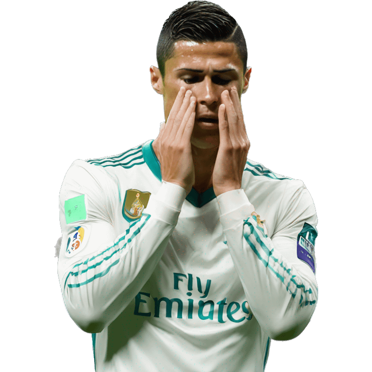 Football player Cristiano Ronaldo hands on his face at defeat emoji