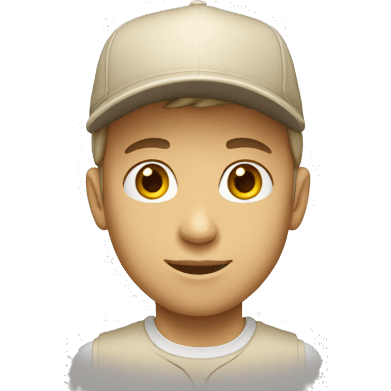 "Young man, white with  wearing a beige cap." emoji