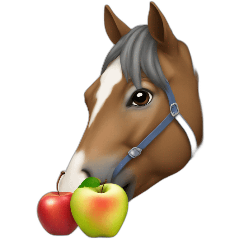 Horse eats an apple emoji